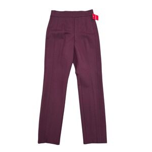 SPANX Side Seam‎ Straight Pull On Dress Pants Women's Small Burgundy Stretchy